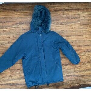 Jacqueline Ferrar Fox Fur Coat Women’s M Green Removable Hood Mid-Length *big*